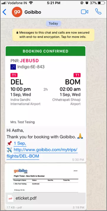 goibibo whatsapp chatbot inspiration