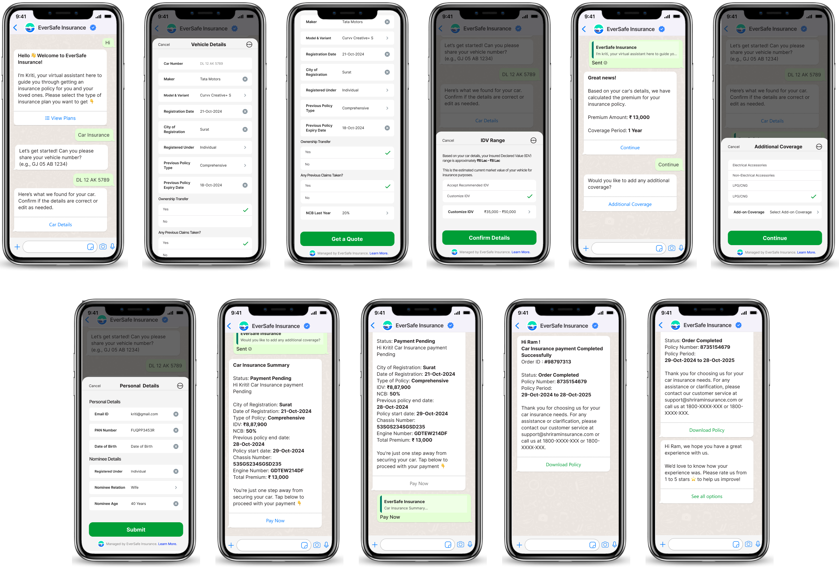 whatsapp for insurance - end to end policy purchase with whatsapp dynamic forms