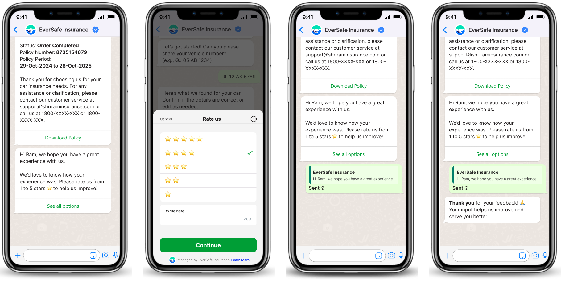 whatsapp for insurance - feedback collection with whatsapp dynamic forms